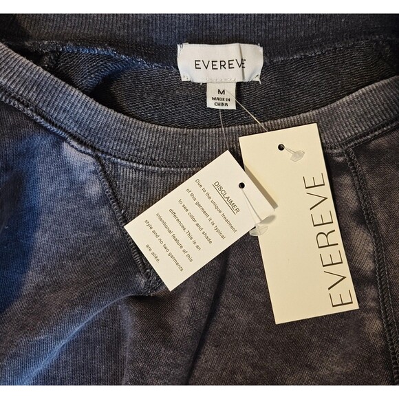 Evereve Sweatshirt Womens Medium Navy Beck Stripe Trim Rainbow Sleeve Crewneck - Picture 7 of 12